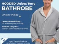MONARCH Hooded Unisex Terry Bathrobe - 100% Lux Combed Cotton 16 oz. Loop Terry Robe, Five-Star Hotel Choice, Grey Sweatshirt Robe, XX-Large