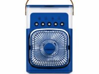 MZ F66 (AIR COOLER FAN) 3 Speed Gear with Spray Humidification Portable Mini Cooler Fan with 7 LED Colors & 1200mAh Battery with Automatic Timer Shut-off & 360° Vertically Rotatable Head