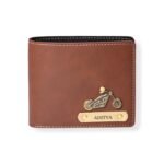 Men's Personalized Wallet I Customized Slim Stylish Leather Purse with Name & Charm I Unique Birthday Anniversary Gift for Men Boy Love Husband Employees Clients - (TAN)