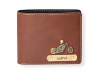 Men's Personalized Wallet I Customized Slim Stylish Leather Purse with Name & Charm I Unique Birthday Anniversary Gift for Men Boy Love Husband Employees Clients - (TAN)