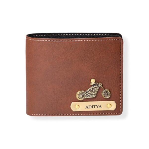 Men's Personalized Wallet I Customized Slim Stylish Leather Purse with Name & Charm I Unique Birthday Anniversary Gift for Men Boy Love Husband Employees Clients - (TAN)