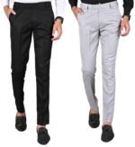 Men's Reguler Fit Polycotton Trouser Pant's Combo | Regular Fit, Lightweight, Flat Front, Non-Stretchable Premium Cotton Polyester Blend Fabric | Men's Pant for Office, Party and Casual Wear