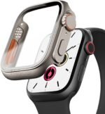Meyaar Compatible for Apple Watch Series 4/5/6/SE 44mm Hard Case with Tempered Glass Screen Protector, Unique Design Hard PC Cover, Bumper Full Coverage Accessories for iWatch 4/5/6/SE 44mm