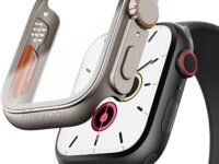Meyaar Compatible for Apple Watch Series 4/5/6/SE 44mm Hard Case with Tempered Glass Screen Protector, Unique Design Hard PC Cover, Bumper Full Coverage Accessories for iWatch 4/5/6/SE 44mm