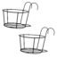 ORILEY Hanging Flower Pot Holder Round Balcony Plant Basket Railing Planter Iron Art Over The Rail Fence Potted Rack Decor for Orchid Deck Patio Ledge (Pack of 2)