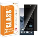 OpenTech® Privacy Military-Grade Gorilla Tempered Glass Screen Protector for Samsung Galaxy S24 Ultra with Edge to Edge Coverage - Case Friendly, Anti-scratch and Bubble free installation kit