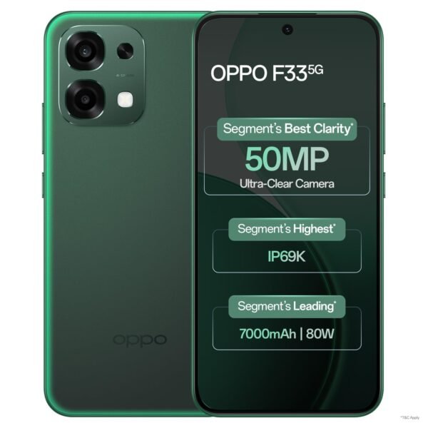 Oppo F33 5G Smartphone (6GB RAM, 128GB Storage, Forest Green) |50MP AI Camera |7000mAh Long Battery |45W Fast Charging-with No Cost EMI/Bank Offers
