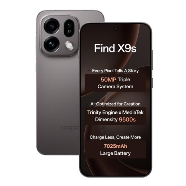 Oppo Find X9s 5G (Midnight Grey, 12GB, 256GB) | Hasselblad 50MP Triple Camera | 120× Super Zoom | MediaTek Dimensity 9500s | 7025mAh 80W SUPERVOOC | ColorOS 16