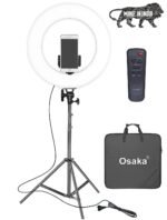 Osaka 18-Inch LED Ring Light 65W with Tripod Stand & Remote – for DSLR, Mobile, YouTube, Makeup & Vlogging