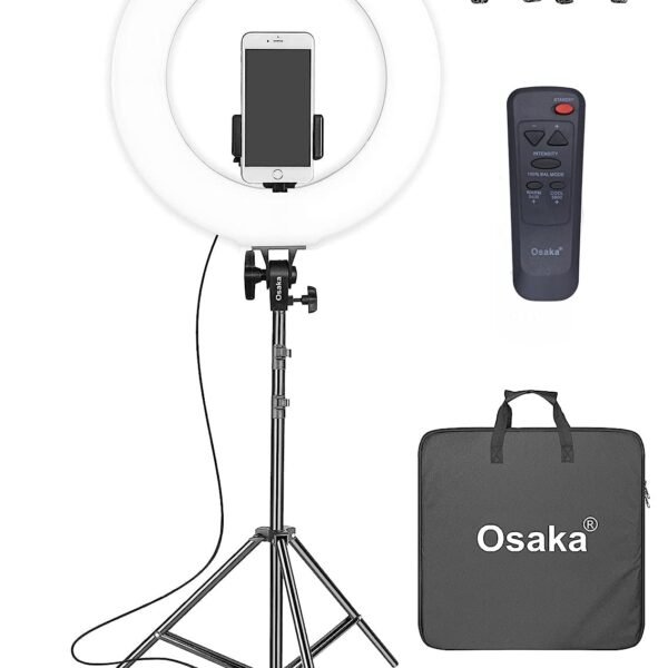 Osaka 18-Inch LED Ring Light 65W with Tripod Stand & Remote – for DSLR, Mobile, YouTube, Makeup & Vlogging