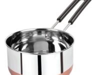 PANCA Tea Pan Stainless Steel Copper Bottom Sauce Pan Milk Pan Tapeli Patila Induction Base 1.5 Litre Sauce Pot Milk Boiler with Handle (1500 ml)