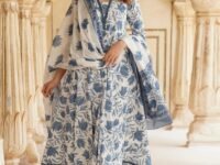 PARTHVI Women's Printed Anarkali Kurta With Palazzo & Dupatta Set