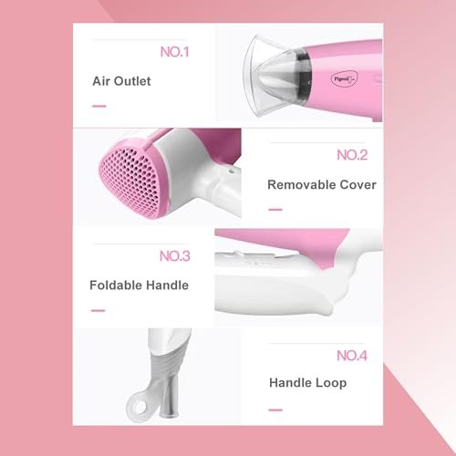 Pigeon Hair Dryer| 1200 Watts| 3 Speed & Temperature With Cool Shot (Hot/Cool/Warm)| Foldable Handle| For Women and Men| 2 Years Warranty, Pink