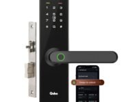 QUBO Smart Door Lock Essential from Hero Group | 7-Way Unlocking | Mobile App | Fingerprint | OTP Remote Unlocking | PIN | RFID Card | Mechanical Key | 2 Year Brand Warranty | (Black)