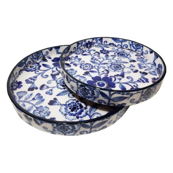 Resin Trays Serving Trays, Gift Item, Multipurpose Wooden Tray, Kitchen, Dining, Decorative Product (Round-Blue)