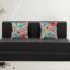 Rosebell Foldable 2 Seater Sofa Cum Bed, Sofa Bed 4X6 Feet, Jute Fabric- Washable Cover- Including Two Cushion Perfect for Home & Office - Black-Color