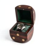 Royal Craft Expertise Handcrafted Solid Wood Dice-Shaped Watch Box – Luxury Single Watch Case with Velvet Interior, Brass Dot Inlay, Premium Timepiece Display & Travel Storage Gift for Men