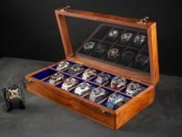 Royal Craft Expertise Mens watch box, Watch display case, Indian Rosewood watch box organizer for men, Velvet lining glass lid, Solid Gift for Him, Made for Special Occasions (Dark brownn - 12 room)