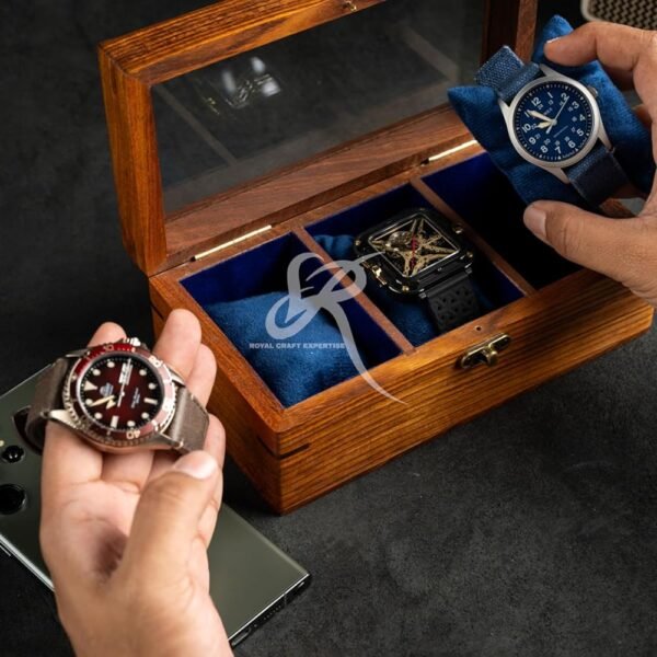 Royal Craft Expertise Watch Box For Men, Wooden watch boxes, Watch case for men, Indian Rosewood Timekeeper box with hinged lid, Timepiece storage Case