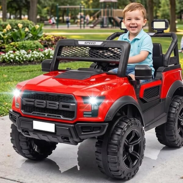 SHAKYA WORLD POBO Battery Operated Jeep for Kids 1 to 8 Years Ride on with Music & Light Electric Car Jeep, Red