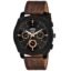 SWADESI STUFF Black Dial Analog Watch for Men – Brown Leather Strap, Quartz Movement