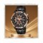 SWADESI STUFF Men's Chronograph Watch, 50mm Black Stainless Steel Band, Rose Gold Accents, Quartz Movement