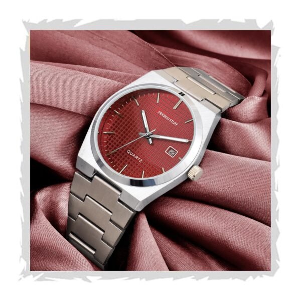 SWADESI STUFF Stainless Steel Date Display Mens Wrist Analogue Watch, Dial-Color:Multicolour, Band Color:Silver