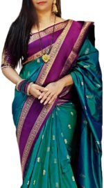 SWORNOF Women's Banarasi silk Saree With Unstitched Blouse Piece
