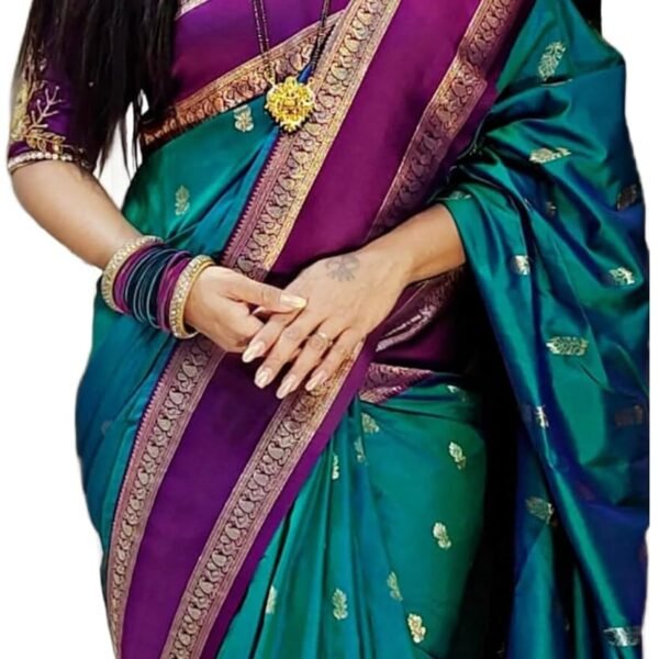 SWORNOF Women's Banarasi silk Saree With Unstitched Blouse Piece