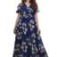 Shasmi Women's Dress | Flare Straight, Maxi Gown | Ankle Length | Short Sleeves | Butterfly Sleeves Style| Casual| Party | Wedding | Festival | Formal (Maxi Gown)