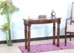 Sheesham Wood Multipurpose Entryway Console Table with Storage Solid Wooden Hall Side Table Furniture for Home Office Living Room - Teak Finish, 40 cm , 50 cm , 50 cm