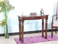 Sheesham Wood Multipurpose Entryway Console Table with Storage Solid Wooden Hall Side Table Furniture for Home Office Living Room - Teak Finish, 40 cm , 50 cm , 50 cm