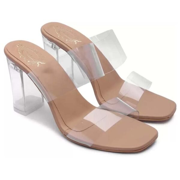Shoetopia Stylish Trasparent Detailed Block Heels For Women & Girls