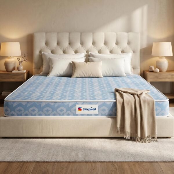 Sleepwell Dual Mattress | King Size 75x70x8 Inch | One Side Soft One Side Firm | Orthopedic Support | Resitec Foam with VPF | Knitted Fabric | Neem Fresche Anti-Microbial | 10 Yr Warranty