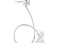 Sounce Flexible and Foldable Mobile Tabletop Stand with 360° Adjustable Rotation, Sturdy Metal Built Phone Holder for Video Calls, Home Office, Bedroom Use, Compatible with All Smartphones – White