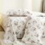 Story@Home King Size Bedsheet | Cloud Cotton Flatsheet King Size with Two Pillow Covers| 300 TC | Super Soft Bed Sheet for King Size Bed | Floral Design (270 x 250 cm, White & Brown)