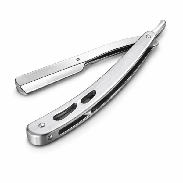 Straight Edge Stainless Steel Folding Shaving Razor (Made In Switzerland) For Men And Boys(Silver)