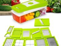 TEKCOOL 12 in 1 Multipurpose Chopper, Fruits & Vegetable Cutters, Grater Peeler Chipser, Unbreakable Food Grade Body, Easy Push to Clean Button Slicer Dicer, Chopper for Kitchen