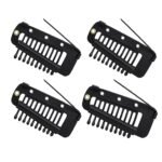 TEMPERIA (4pcs) Dupatta Clips for Brides - Bridal Saree Pallu Chunni Setting Holding Safety Pin for Head - Hair Patch Wig Clips for Women - Black