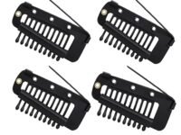 TEMPERIA (4pcs) Dupatta Clips for Brides - Bridal Saree Pallu Chunni Setting Holding Safety Pin for Head - Hair Patch Wig Clips for Women - Black