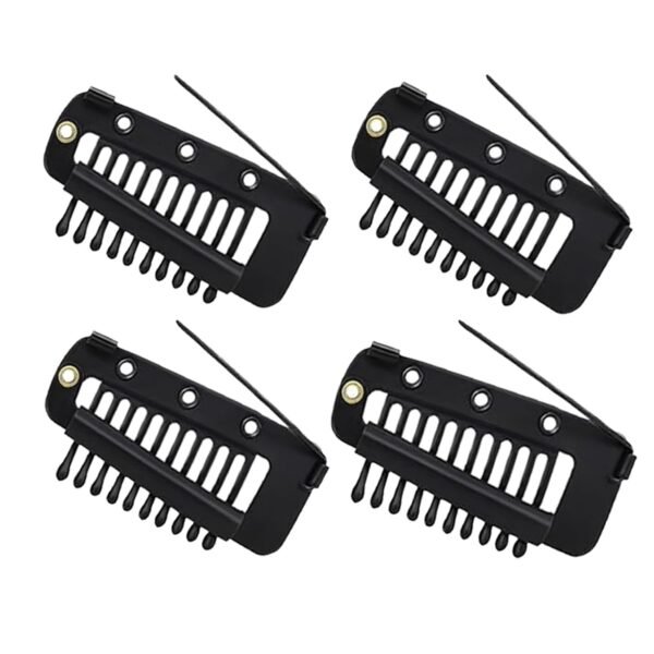 TEMPERIA (4pcs) Dupatta Clips for Brides - Bridal Saree Pallu Chunni Setting Holding Safety Pin for Head - Hair Patch Wig Clips for Women - Black