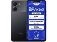 Tecno Spark GO 3 (Ink Black, 4GB+64GB | Super Durability Drop Resistant & IP64 Rated | Make Calls Without Network* |Ella Al in Your Own Language | Super Smooth 120Hz 6.74" Display |5000mAh Battery