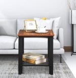 The 9292918 2-Tier Organizer Wood Metal End Table,18" Side Small Snack Desk Nightstand with Storage Shelf, Plant Stand Printer Desk Laptop Coffee Tea TV Tray, in Made in India