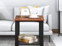 The 9292918 2-Tier Organizer Wood Metal End Table,18" Side Small Snack Desk Nightstand with Storage Shelf, Plant Stand Printer Desk Laptop Coffee Tea TV Tray, in Made in India