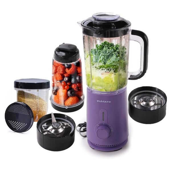 The Better Home Fumato Nutri Blender & Mixer Grinder | 3 Unbreakable BPA Free Jars, Smoothie, Masala, Chutney | 2 Stainless Steel Blades | 3-Speed 100% Copper Motor | 1 Yr Warranty (Purple)