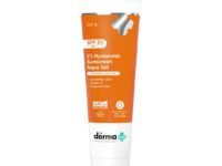 The Derma Co 1% Hyaluronic Sunscreen Aqua Gel SPF 50 PA++++, 125 g | Hydrating, Lightweight & Non-Greasy Face Sunscreen | No White Cast | Broad-Spectrum UV & Blue Light Protection | For Men & Women