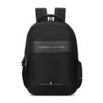 Tommy Hilfiger Joshua Polyester Unisex 15 Inch Laptop Backpack - Black | 21 Ltr Capacity| Padded & Adjustable Strap | Water Resistant | 3 Compartment | Water Bottle Holder | USB Cable holder Pocket