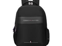 Tommy Hilfiger Joshua Polyester Unisex 15 Inch Laptop Backpack - Black | 21 Ltr Capacity| Padded & Adjustable Strap | Water Resistant | 3 Compartment | Water Bottle Holder | USB Cable holder Pocket