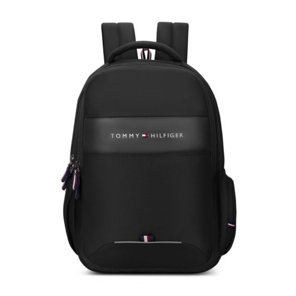 Tommy Hilfiger Joshua Polyester Unisex 15 Inch Laptop Backpack - Black | 21 Ltr Capacity| Padded & Adjustable Strap | Water Resistant | 3 Compartment | Water Bottle Holder | USB Cable holder Pocket