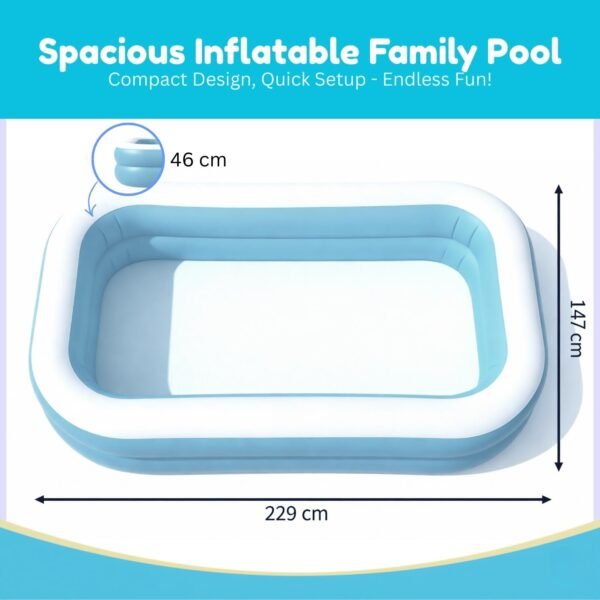 Toy Imagine 7.5 ft Large Swimming Pool for Adults Inflatable Family Bathtub Portable Above-Ground Water Pool for Adults & Kids Durable PVC Construction Easy Setup & Storage Backyard Fun Blue Mandarin
